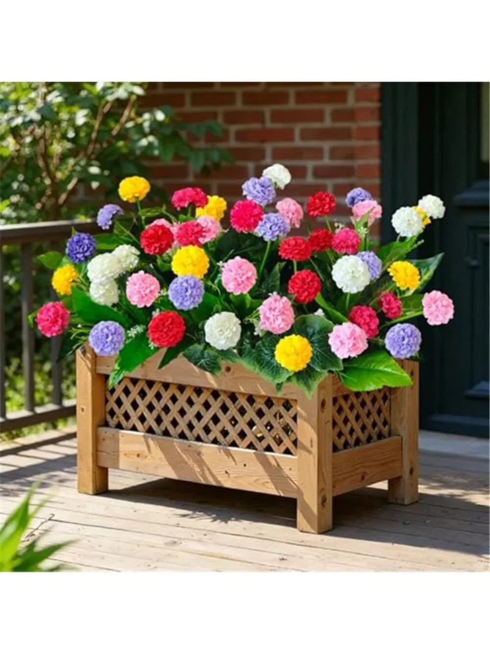 10Pcs Artificial Mums Flowers UV Resistant Outdoor Faux Plants Weatherproof